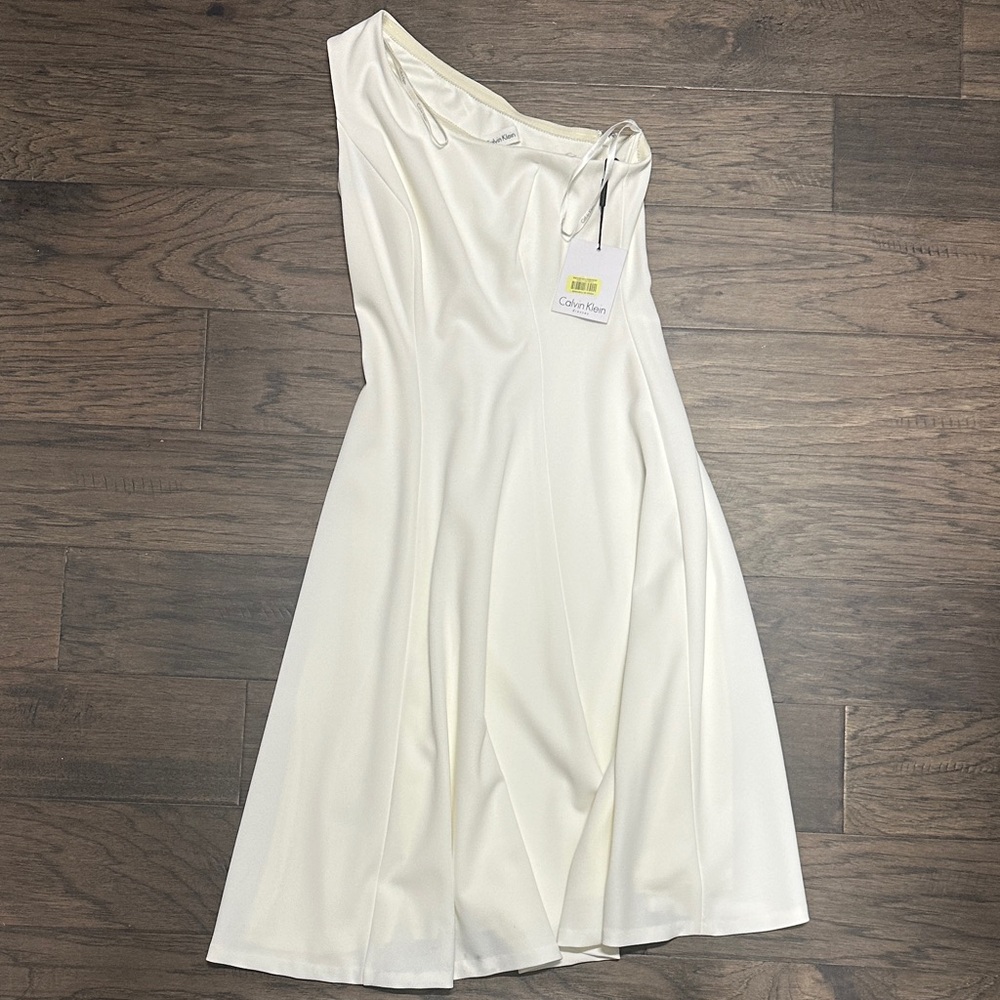 Calvin Klein One Shoulder White Dress
